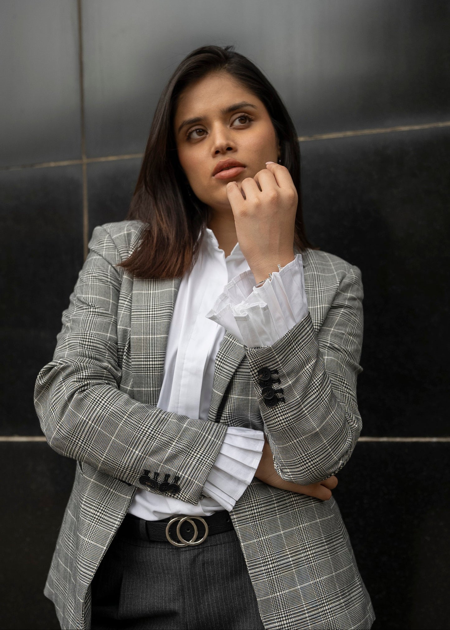 White shirt styled with blazer — women's elevated formalwear India — Twelve