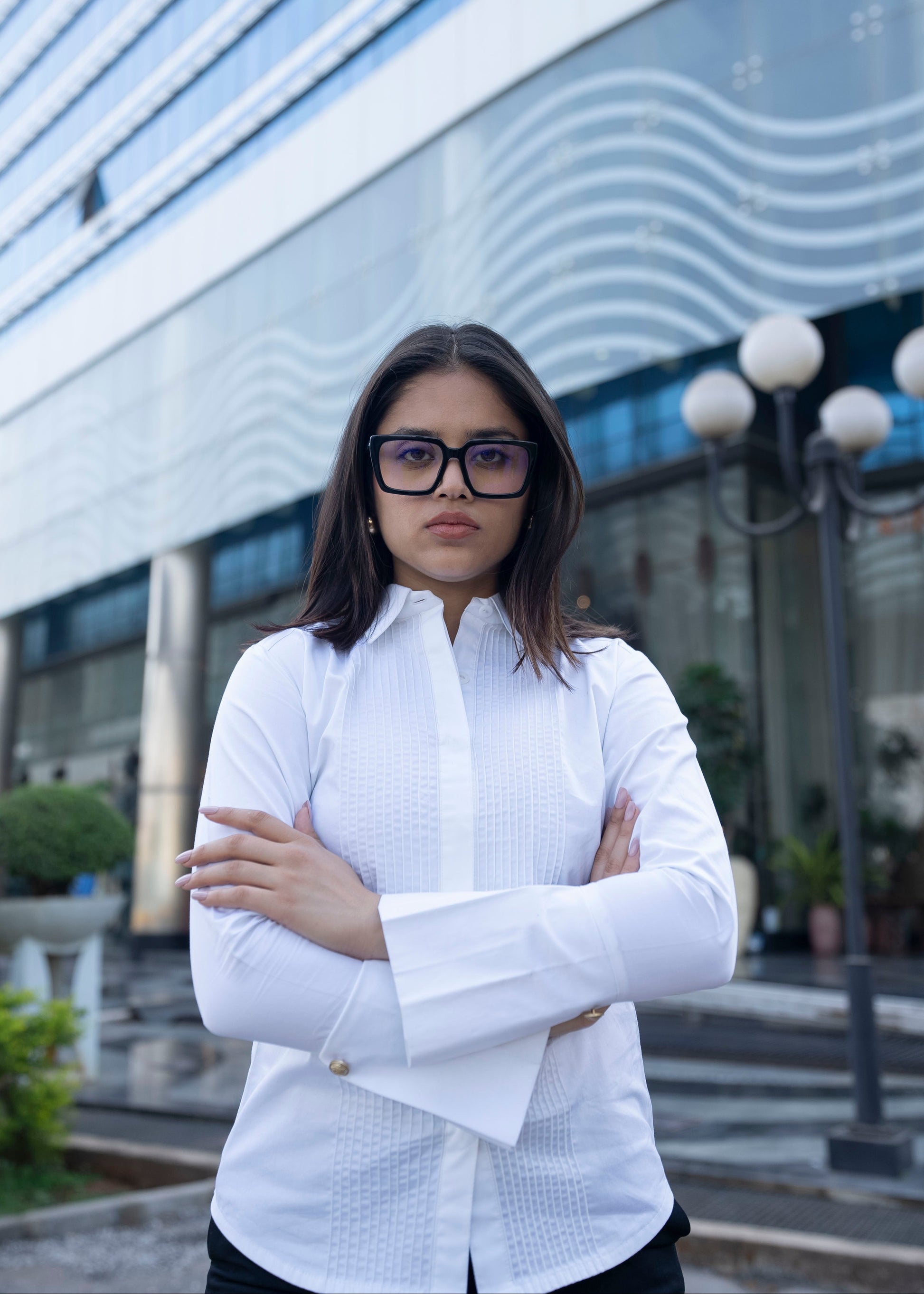 White pintuck formal shirt women | structured fit | Twelve India